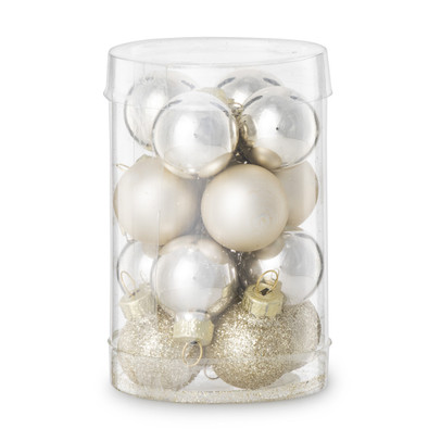 Box met kerstballen - goudkleurig - ø2.5 cm- set van 16